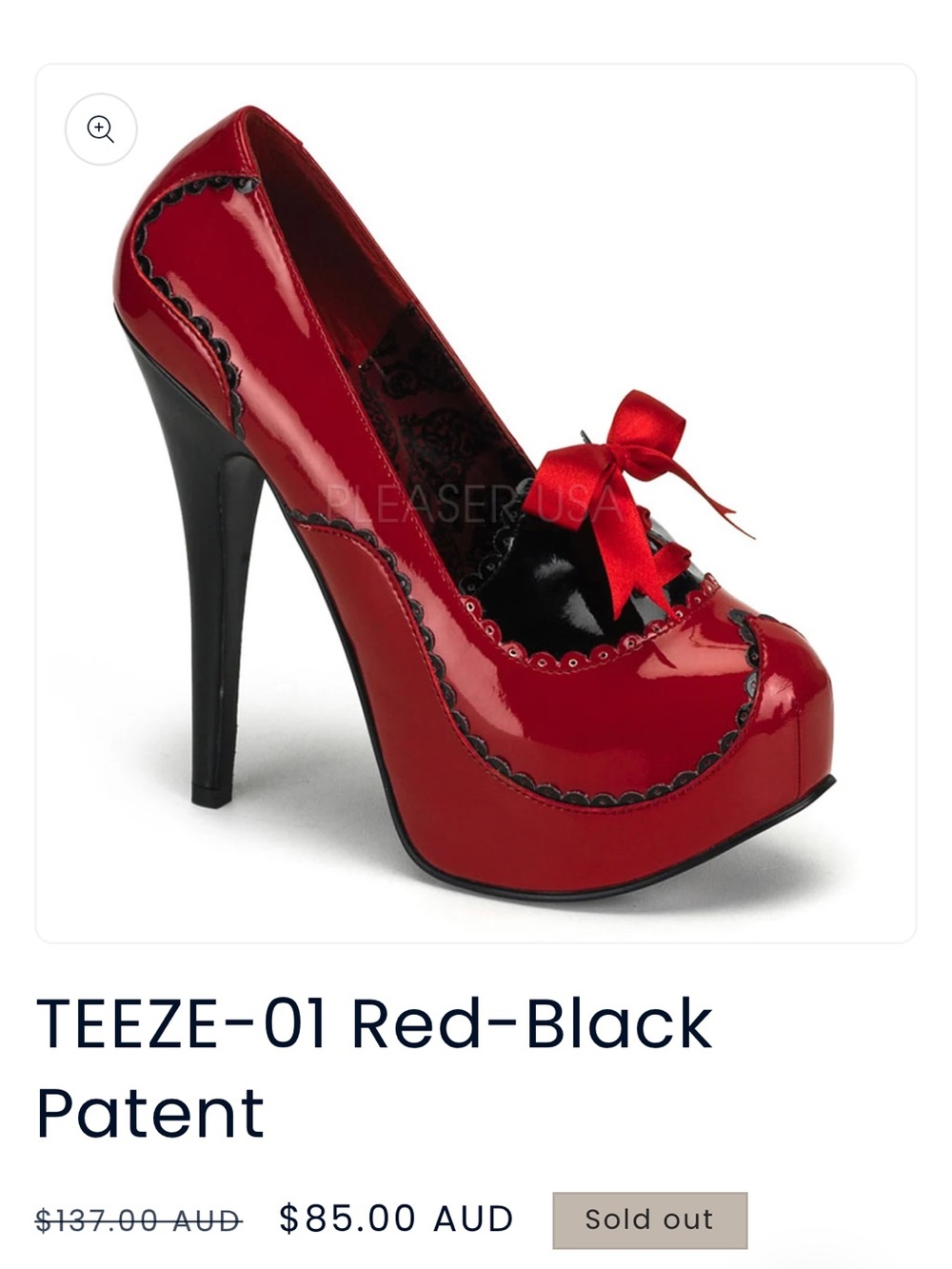 Pleaser Red and Black Patent Platform Pumps with Satin Bow